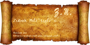 Zubek Mátyás névjegykártya