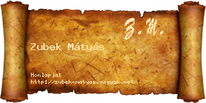 Zubek Mátyás névjegykártya